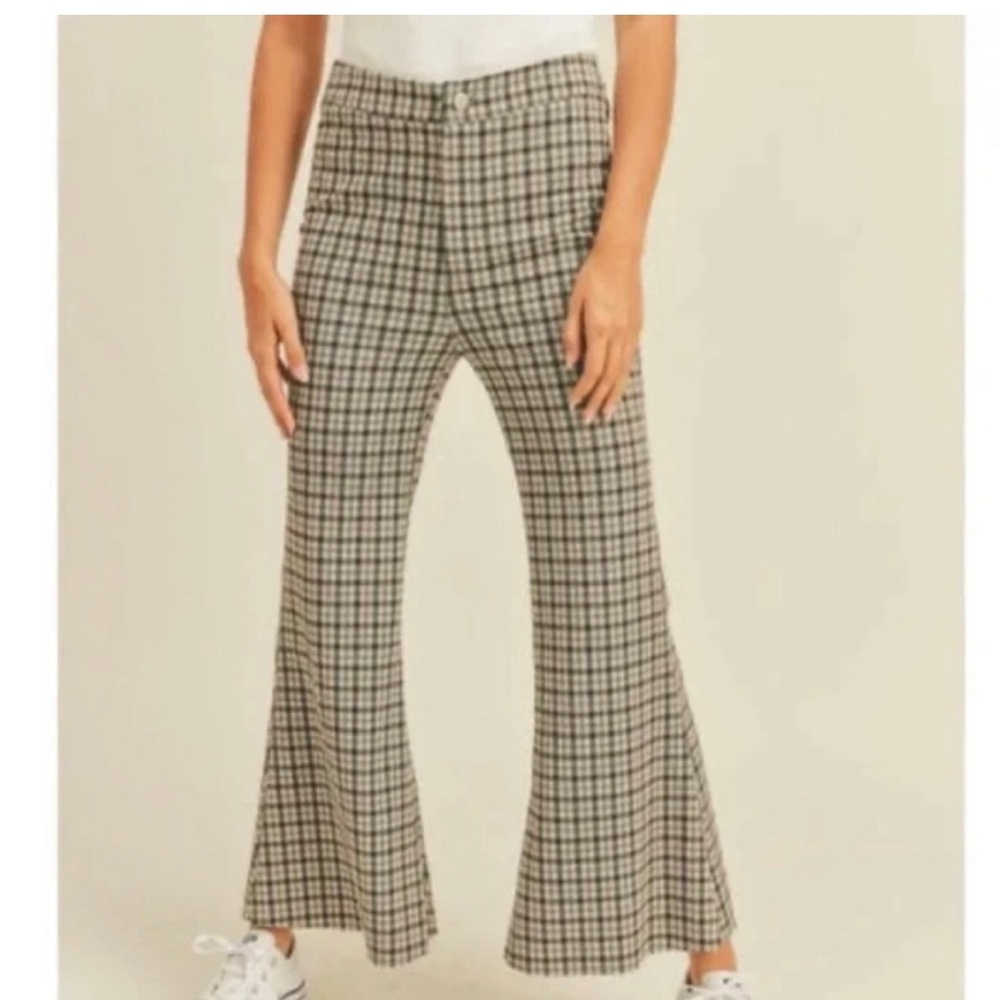 Miou Muse Plaid Flared Pants size Small
